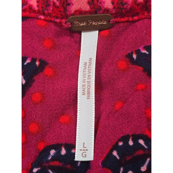 Free People Sleeveless Halter Mini Dress Pink/Red Boho Paisley Print L - Picture 2 of 3